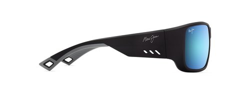 Maui Jim Men's Keha Rectangle Sunglasses, Matte Black/Blue Hawaii Polarized, Large