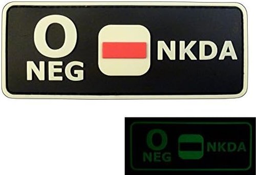 First Aid Blood Type Patch PVC O Positive Compatible with Velcro PVC Patches,Plate Carrier for Backpacks,Ifak,O Pos,First Aid Kit Patch (Black and White Glow Dark)
