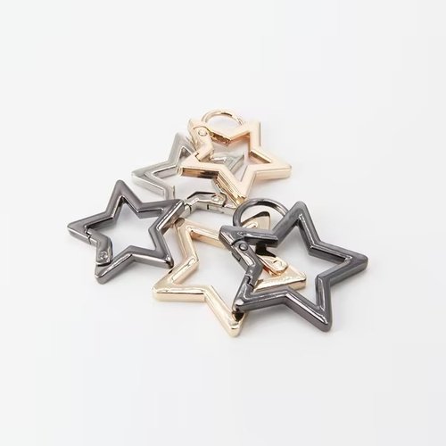 2 Pcs Star Shaped Stainless Steel Keychain Clip Carabiner Snap Hook Holder Star Carabiner Hook Clip Key Holder Carabiner Clip for Keys and Wallet with Key Chain Rings Accessories(Silver)