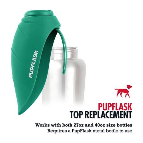 PupFlask Dog Water Bottle Replacement Tops Only | 27 or 40 OZ Stainless Steel Tops (Green)