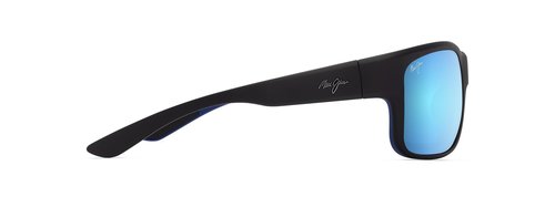 Maui Jim Southern Cross Rectangle Sunglasses, Matte Black/Blue/Blue Hawaii Polarized, Large