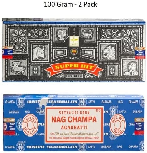 Satya Nag Champa and Superhit 100 gram Incense Sticks for Positivity, Meditation, Relaxation, Yoga, Healing