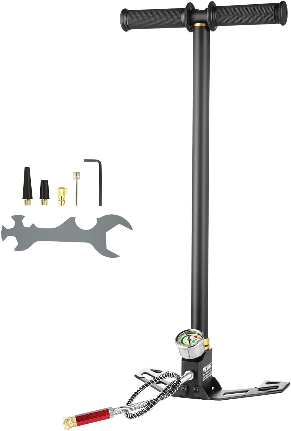 VEVOR High Pressure Hand Pump 3 Stage Airgun PCP Filling Stirrup Pump (30MPA), Black