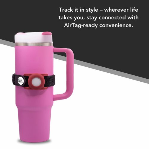 Bottle Beacon® Tracker Strap – Fits Stanley, Hydro Flask, Yeti & Nalgene | Durable Velcro Holder (Maroon)