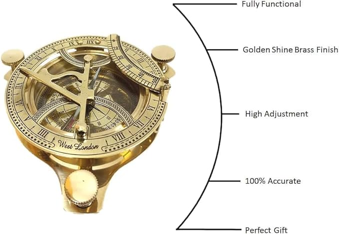 Smizzy Navigational Maritime Vintage Nautical Brass Compasses Fully Functional Titanic/Robert Frost Poem Compass/Sundial for Gift and Home Décor