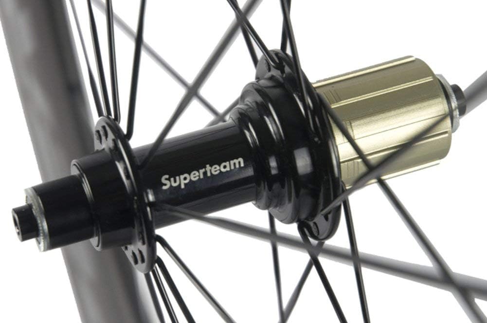 Superteam 700c Carbon Bicycle Wheel Front 60mm Rear 88mm Clincher Wheelset with Transparent Decal