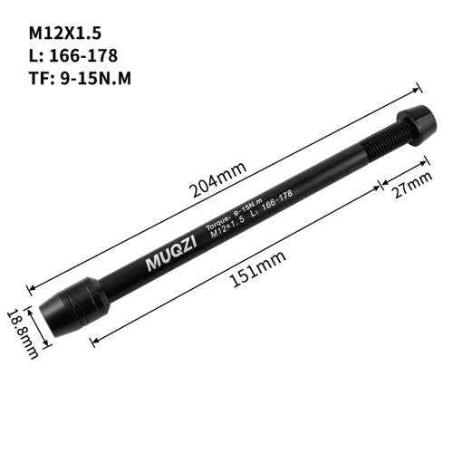 Yundxi Bike Trainer Thru Axle Adapter, Quick Release M12 x 1.5/1.75 Thread Pitch 160 to 178mm Shaft for Rear Wheel Attachment Trainer Length (M12x1.5/166-178)