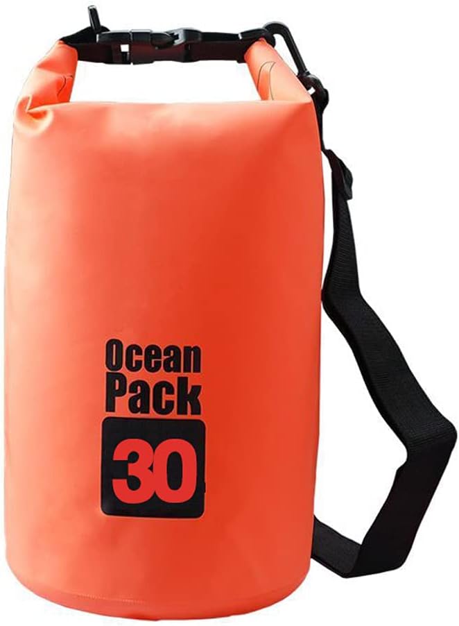 Outdoor Dry Sack/Floating Waterproof Bag 2L/3L/5L/10L/15L/20L/30L for Boating, Kayaking, Hiking, Snowboarding, Camping, Rafting, Fishing and Backpacking (Orange, 30L)