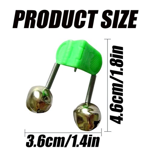 Quweiz 20Pcs Fishing Rod Alarm Bell, Dual Fishing Alarm Fishing Bells for Rods Clip, for All Kinds of Sea Rod (Green)