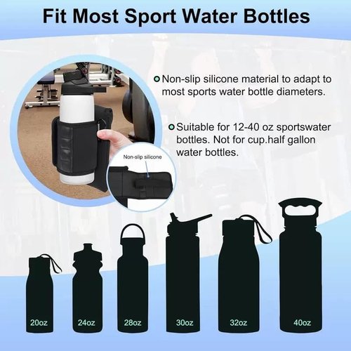 SACSTAR Magnetic Water Bottle Sleeve Bag with Large Pocket Phone Holder, Attach it to Any Equipment, Gym Essentials Accessory