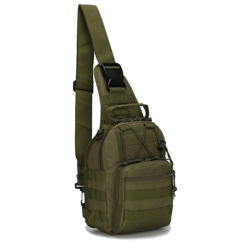 Tactical Sling Shoulder Backpack for Men, Outdoor MOLLE Military Chest Bag EDC Crossbody Bag Small Sports Backpack (Black)
