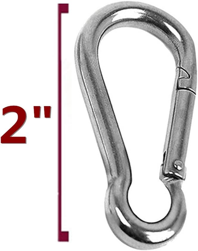 Set of 5-2 Inch 304 Stainless Steel Silver Spring Hook Buckle,Clip Carabiner,Key Chain, Snap, Link, Keyring,Dog Chain Belt Buckle