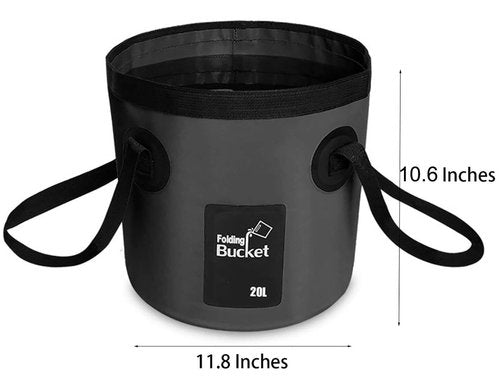 BANCHELLE Collapsible Bucket Water Container Portable Folding Camp Wash Basin for Outdoor Traveling Hiking Fishing Car Washing Gardening Camping 2 PCS (Black, 20L)