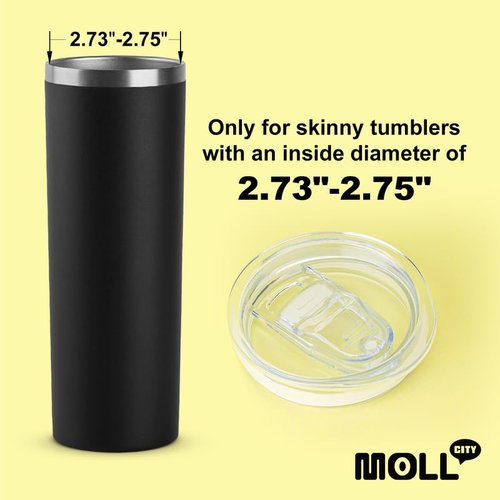 Mollcity 2.73-2.75in Skinny Tumbler Lid-2 Pack Sealing Slider Replacement Lids Spill Proof Splash Resistant