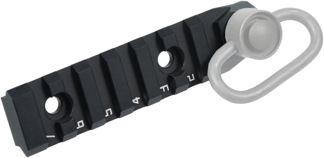 TuFok 7-Slot Alumimun Picatinny Rail for Mlock - Thin 0.37in Height Rail Section Adapter Mount with Socket for 3/8" QD Sling Mount Attachment