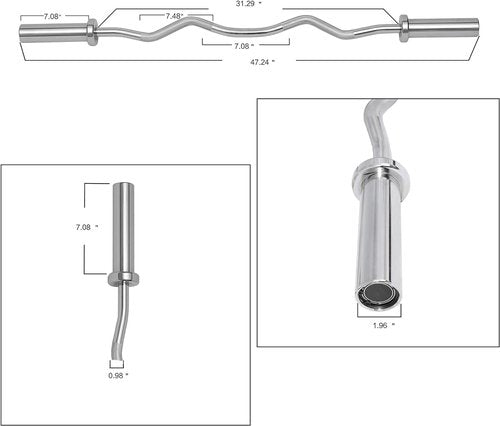 Fitvids Olympic Super Curl Barbell Curl Bar, 48 inch