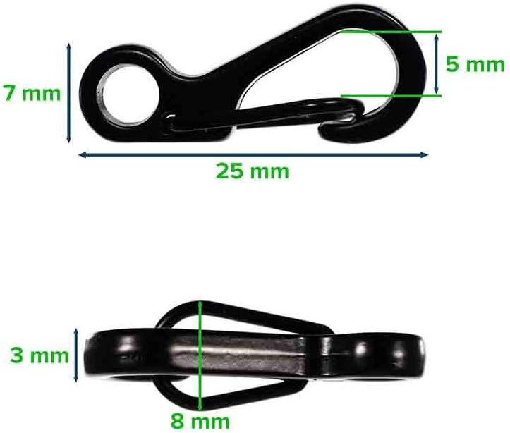 Paracord Planet 10PCS Mini SF Keychain Carabiner Clasp - Black