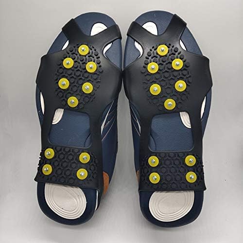 Ice Cleats Snow Grips - Anti-Slip Crampons Traction Cleats Ice & Snow Grippers 10 Steel Studs for Women Men Kidsโ Shoes and Boots (Extra 10 Studs)