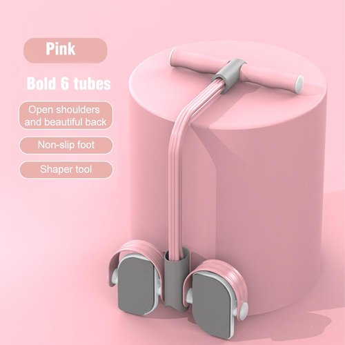 Multifunctional Pedal Puller Resistance Rope, 6 Tube Tension Rope Pull Up Pilate Equipment Yoga Tension Rope Leg Trainer Workout Tool for Full-Body Fitness(Pink)