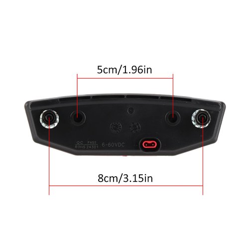 Cunyuer Night Riding Tailight, 6V-60V LED Warning Light, Waterproof, Red, Rear, E-Bike Tailight