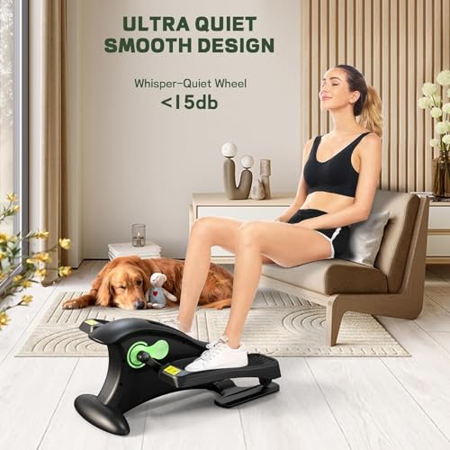 UPREIGN Under Desk Elliptical, Portable Seated Elliptical Exercise Machine, with Touch Screen Control Panel and Remote Control for Home or Office Use. Bluetooth Connectivity Enabled.