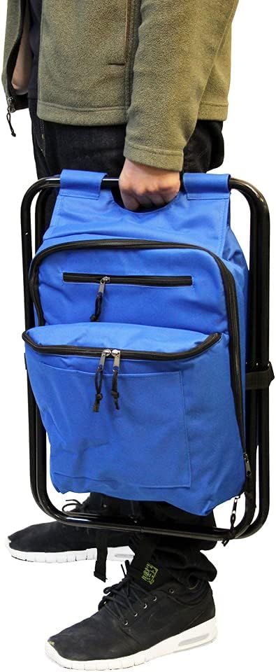 Preferred Nation Seated Cooler Backpack, 3 in 1 Portable Camping Backpack with Cooler and Folding Chair Stool, Leak Proof | Great for Fishing, Camping, Outdoor Events, Picnics or Beach
