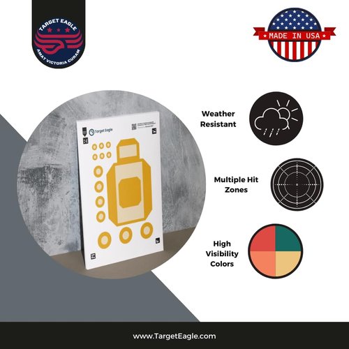 Target Eagle Multi Drill Shooting Targets – 25 Pack, 17.5x23” Paper Targets for Shooting Range, Live Fire and Dry Fire Training, Built-in Scoring Zones, Premium Cardstock Gun Range Accessories