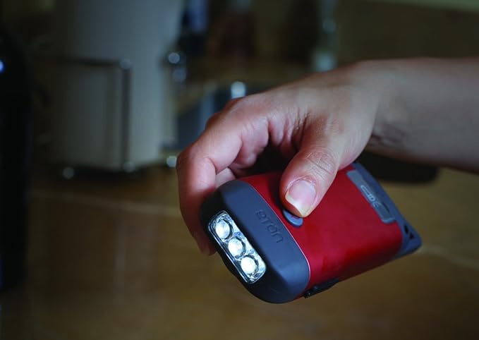 Eton - American Red Cross Clipray Crank-Powered, Clip-On Flashlight & Smartphone Charger,Cherry Red,Hand Crank, Hands Free Carabiner Clip, Pack of 2
