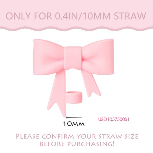 HIUSITY Bow Straw Cover Topper for Stanley Cup,Silicone Straws Toppers for Tumbler with Handle 40oz,Cute 10mm/0.4in Covers Cap,Dust-Proof Reusable Lids for Stanleys Cups Accessories,Pink