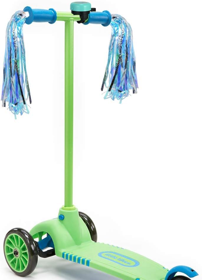 U-LIAN Kids Streamers and Bike Bell for Girls-1 Pack Flower Bicycle Bell with 2 Pack Handlebar Streamers Scooter Tassels for Children's Bike Accessories