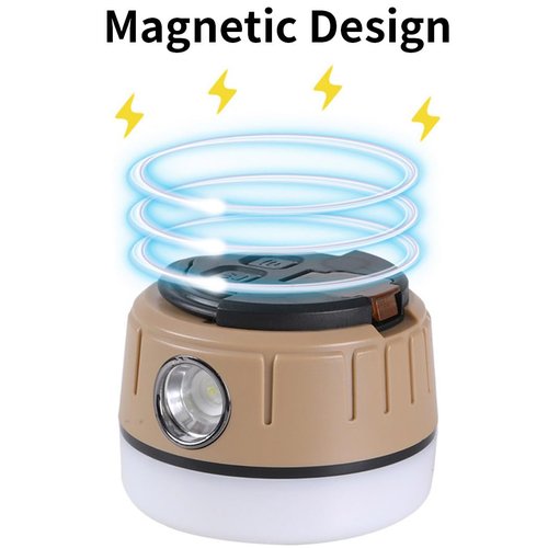 BY-J LED Camping Lantern Rechargeable 310LM, 4 Light Modes, Portable Waterproof Tent Light, Lightweight Emergency Light for Hurricane, Power Outages, Home, Hiking, Water-Resistant, Beige