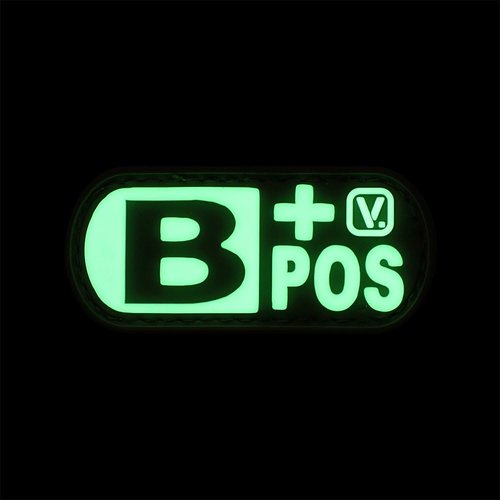 B+ Positive Blood Type 'Super-Lumen' Glow-in-The-Dark Patch (Wolf Gray)