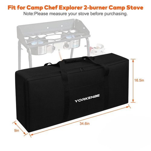 Yorkenbe Carry Bag for Camp Chef 2-Burner Stoves, 1680D Heavy Duty Camping Stove Carry Case with Padded Handles, Waterproof and Long-lasting, for Camping, Tailgating, BBQ, Size 35''x17''