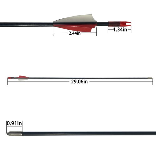 e5e10 28" Target Arrows Practice Fiberglass Arrow Kids Youth Beginners Safety Blunt Tips for Recurve Bow Long Bow (Red)