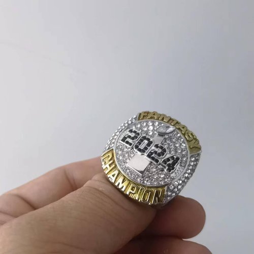 guancrown 2024 Fantasy Football Championship Trophy Ring Award Prize Sports Winner FFL Champion Ring (size 11, ring and stand)