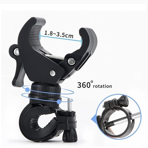 fixinus 2 Pack Bicycle Flashlight Mount - 360 Degree Rotating Bike Light Mount, Universal Torch Clip for Mountain Bike and Bicycle LED Light, Camera, GPS