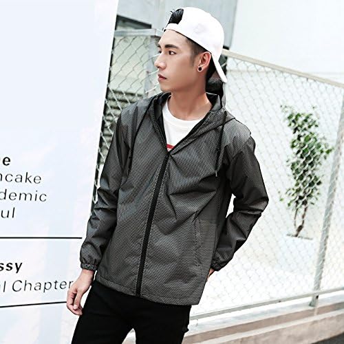 LZLRUN Reflective Jacket Casual Hiphop Windbreaker Night Sporting Coat Hooded Fluorescent Clothing