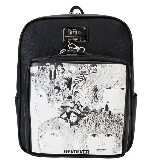 Loungefly Beatles Revolver Album Cover Mini Backpack with Record Coin Bag, Black, White