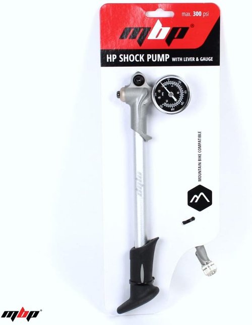 MBP Bicycle High Pressure Shock Pump (300 Psi Max) Front Forks and Rear Suspension, Special Pump Head with Lever Lock