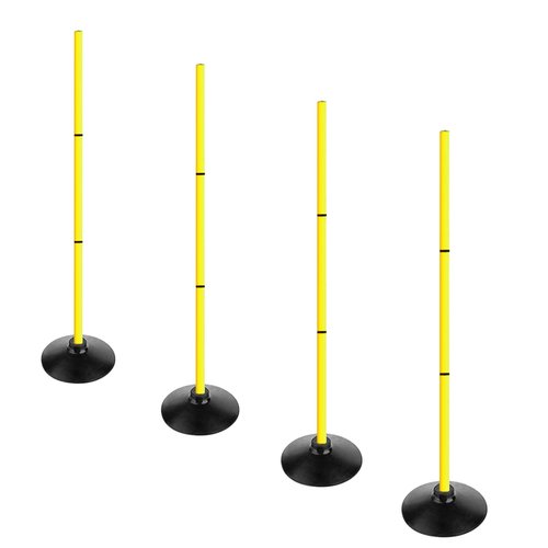 ASENVER 4FT Agility Poles Set Detachable Speed Training Poles Soccer Slalom Sticks with Agility Ladder and Cones (4 pcs, Yellow)