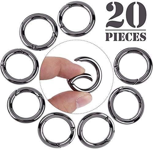 20 Pieces Carabiners Rings - Zinc Alloy Round Carabiner Loaded Gate Clips Spring Snap Hook Locking Carabiners Keychain Keyring Buckle Gun Grey