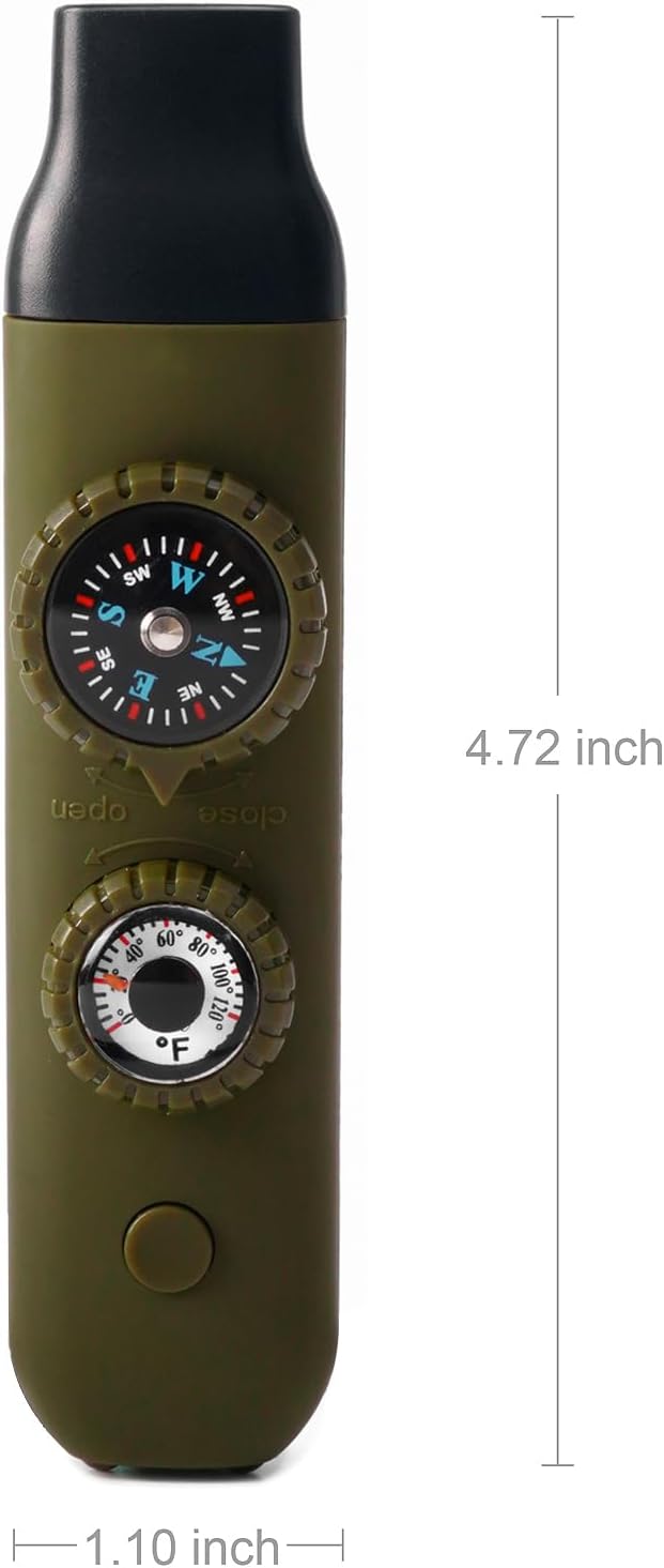 Viriber Whistle Emergency Camping Hiking Survival Whistle,Outdoor Multifunctional Tool with Lanyard,Compass,Thermometer,Ideal for Kayaking, Boating,Climbing
