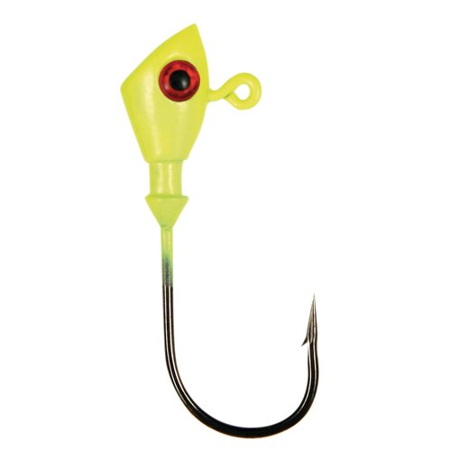 No Alibi Alien Jig Head, Chartreuse, 1/4 oz, 4/0 Hook, 3 pc