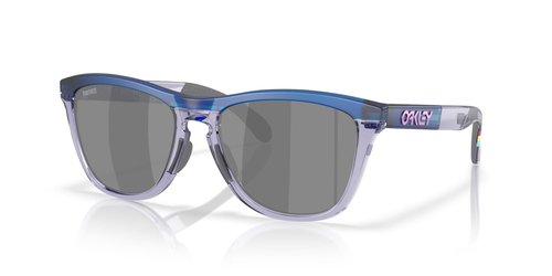 Oakley Men's OO9284 Frogskins Range Round Sunglasses, Matte Transparent Blue/Prizm Black, 55 mm