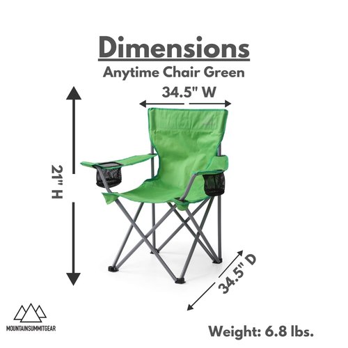 MOUNTAIN SUMMIT GEAR Anytime Camping Chair Bundle (Includes 1 Green Anytime Chair + 1 Blue Anytime Chair)