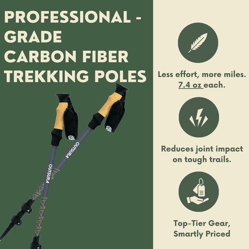 Outsura Carbon Fiber Hiking Stick 2 Pack โ Professional Grade, Collapsible Trekking & Walking Sticks for Hiking