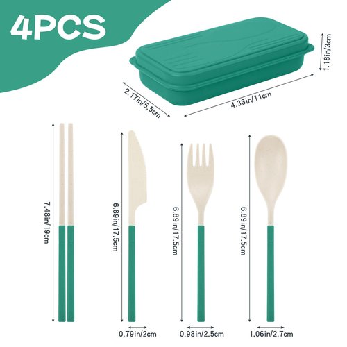 JEPELUS 4PCS Collapsible Utensil Sets for Lunch Box, Reusable Cutlery Set with Case, Travel Utensils Outdoor, Lunch Utensil Set for Work Travel Home School, Portable Utensils Adult