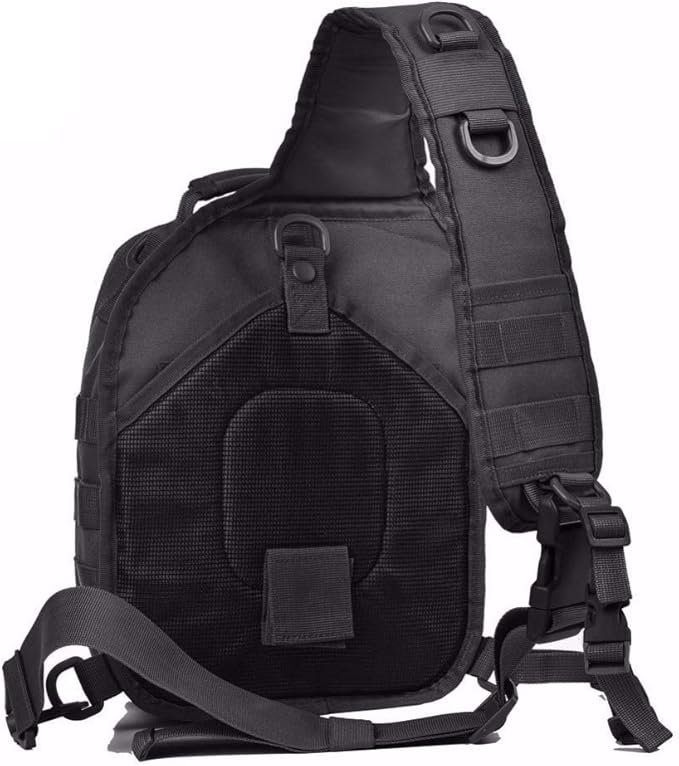 Tactical Sling Bag Pack Military Waterproof Assault Rover Shoulder Sling (Black)