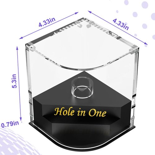 BmBpWOW Acrylic Golf Ball Display Case - 2 Layer for Hole in One Holder with Scorecard/Picture Frame & Golf Pencil Holder Golden Felt - Tip Pen