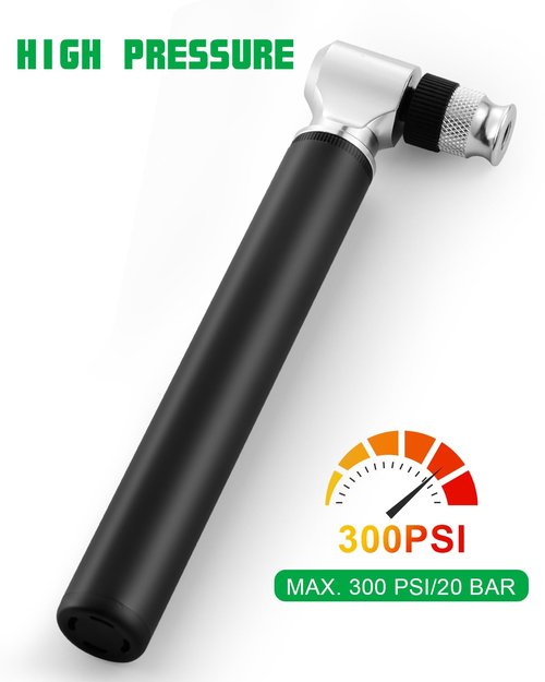 Mini Bike Pump 300 PSI High Pressure, Portable Hand Pump for Bicycle Tires - Dual Valve Compatible with Presta & Schrader, MTB Suspension Pump for Fork/Rear Shock, Compact Frame Pump